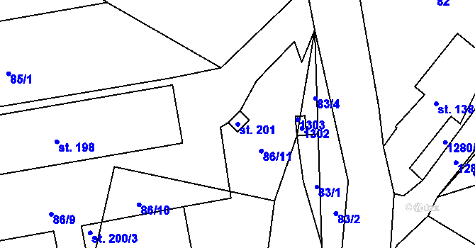 Parcela st. 201 v KÚ České Libchavy, Katastrální mapa