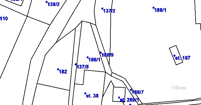 Parcela st. 188/9 v KÚ České Libchavy, Katastrální mapa