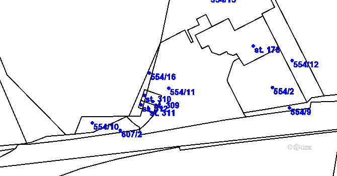 Parcela st. 554/11 v KÚ České Libchavy, Katastrální mapa