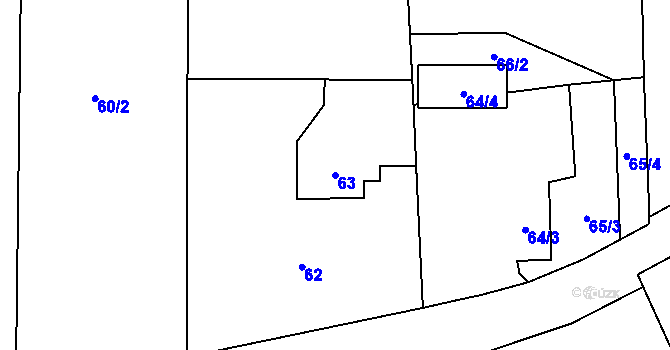 Parcela st. 63 v KÚ České Meziříčí, Katastrální mapa