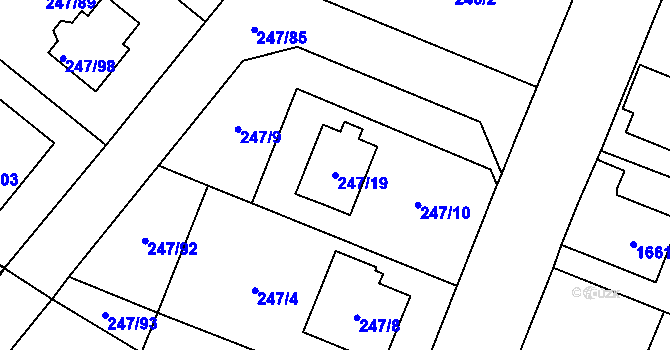 Parcela st. 247/19 v KÚ České Meziříčí, Katastrální mapa