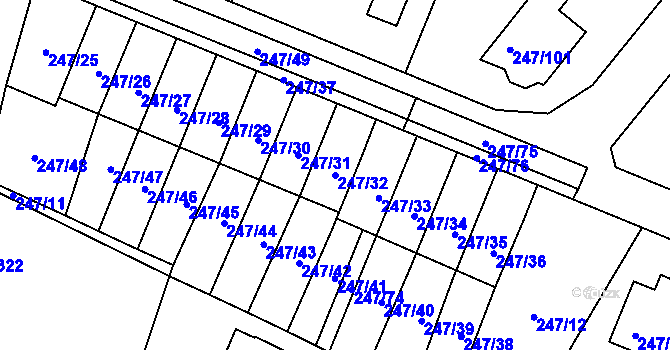 Parcela st. 247/32 v KÚ České Meziříčí, Katastrální mapa