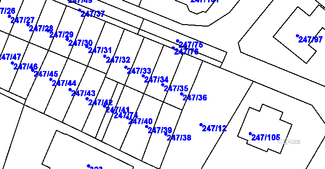 Parcela st. 247/35 v KÚ České Meziříčí, Katastrální mapa