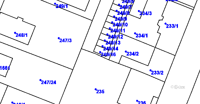 Parcela st. 249/16 v KÚ České Meziříčí, Katastrální mapa