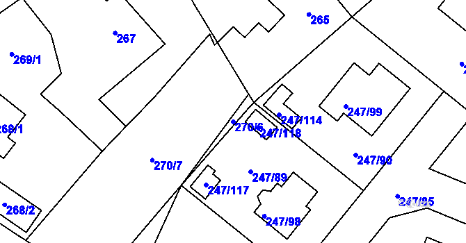 Parcela st. 270/6 v KÚ České Meziříčí, Katastrální mapa