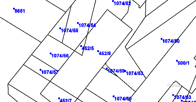 Parcela st. 452/8 v KÚ České Meziříčí, Katastrální mapa