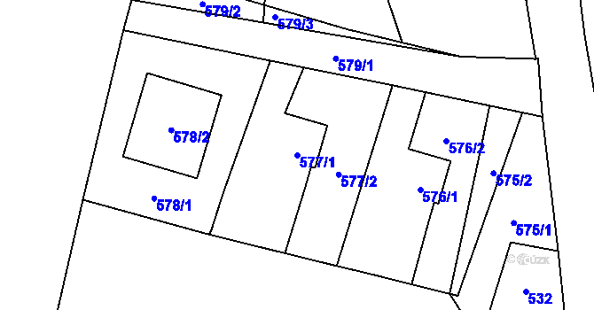 Parcela st. 577/1 v KÚ České Meziříčí, Katastrální mapa