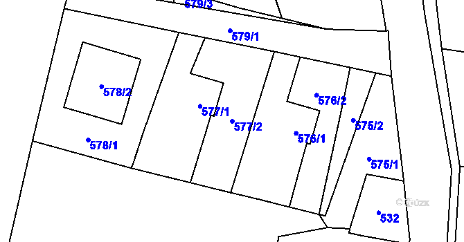 Parcela st. 577/2 v KÚ České Meziříčí, Katastrální mapa