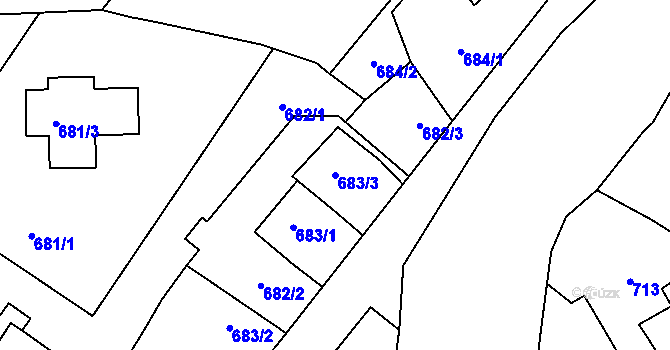 Parcela st. 683/3 v KÚ České Meziříčí, Katastrální mapa