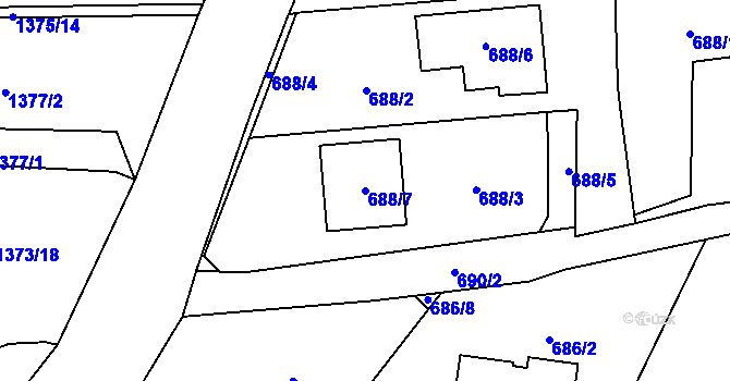 Parcela st. 688/7 v KÚ České Meziříčí, Katastrální mapa