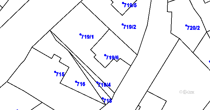 Parcela st. 719/6 v KÚ České Meziříčí, Katastrální mapa