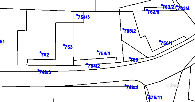 Parcela st. 754/1 v KÚ České Meziříčí, Katastrální mapa