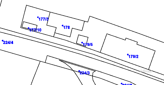 Parcela st. 179/5 v KÚ České Meziříčí, Katastrální mapa