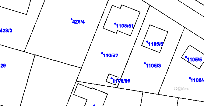 Parcela st. 1105/2 v KÚ České Meziříčí, Katastrální mapa
