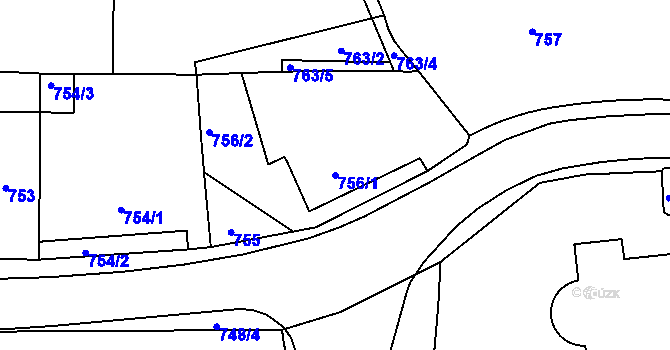 Parcela st. 756/1 v KÚ České Meziříčí, Katastrální mapa