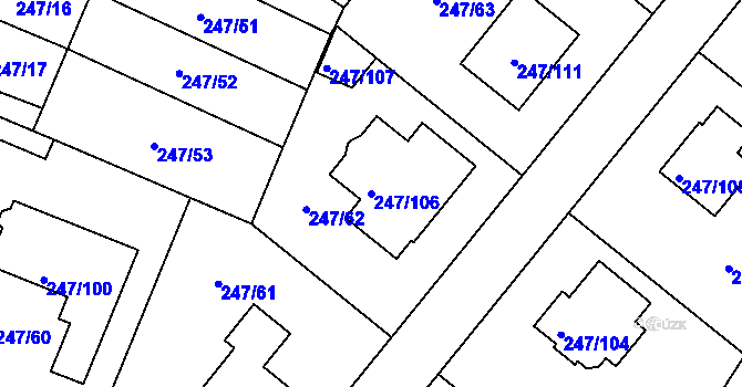 Parcela st. 247/106 v KÚ České Meziříčí, Katastrální mapa