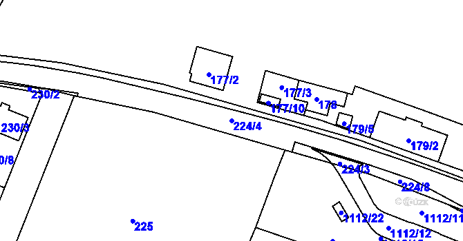 Parcela st. 224/4 v KÚ České Meziříčí, Katastrální mapa