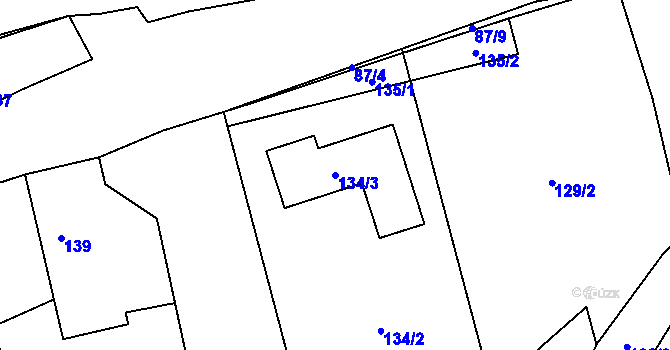 Parcela st. 134/3 v KÚ České Meziříčí, Katastrální mapa