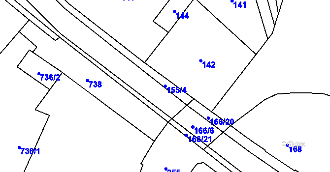 Parcela st. 155/4 v KÚ České Meziříčí, Katastrální mapa