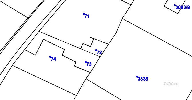 Parcela st. 72 v KÚ Rohenice, Katastrální mapa