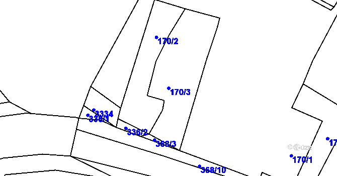 Parcela st. 170/3 v KÚ Rohenice, Katastrální mapa