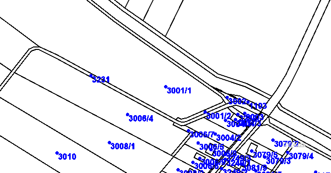 Parcela st. 3001/1 v KÚ Rohenice, Katastrální mapa