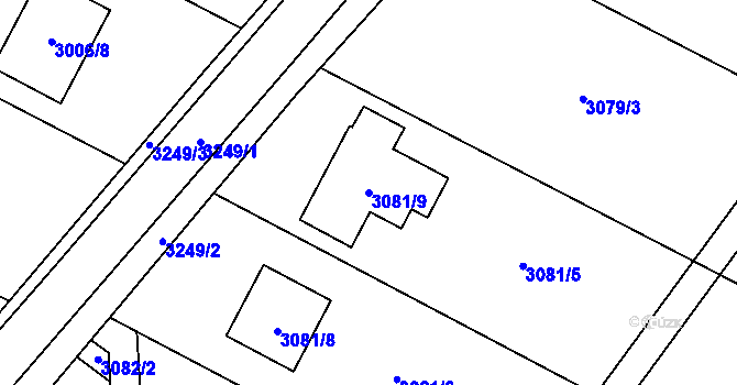 Parcela st. 3081/9 v KÚ Rohenice, Katastrální mapa