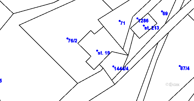 Parcela st. 19 v KÚ České Petrovice, Katastrální mapa