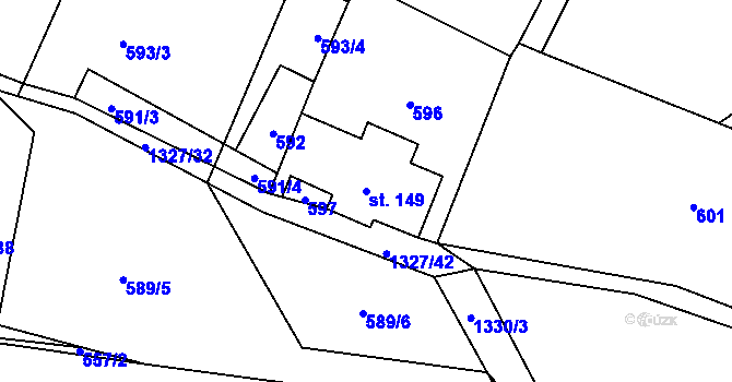 Parcela st. 149 v KÚ České Petrovice, Katastrální mapa