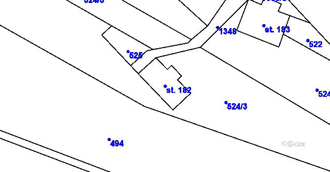 Parcela st. 182 v KÚ České Petrovice, Katastrální mapa