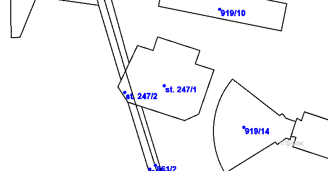 Parcela st. 247/1 v KÚ České Petrovice, Katastrální mapa