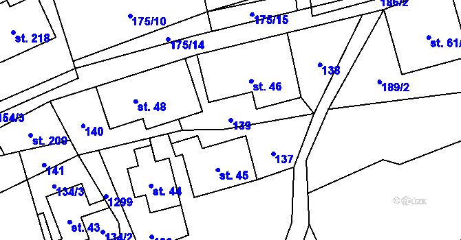 Parcela st. 139 v KÚ České Petrovice, Katastrální mapa