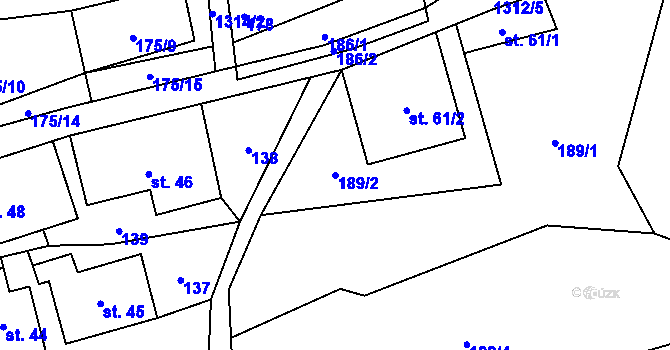 Parcela st. 189/2 v KÚ České Petrovice, Katastrální mapa