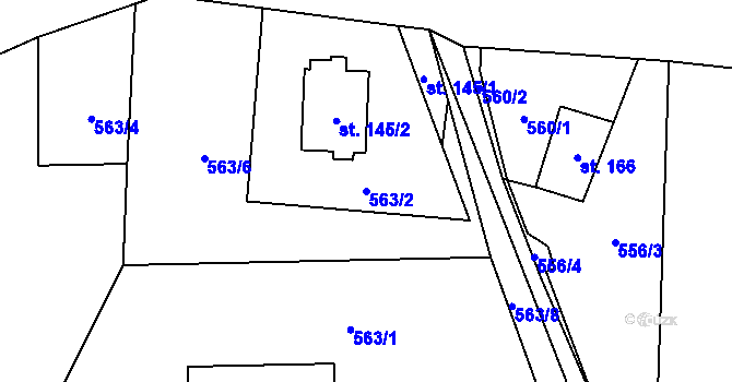 Parcela st. 563/2 v KÚ České Petrovice, Katastrální mapa