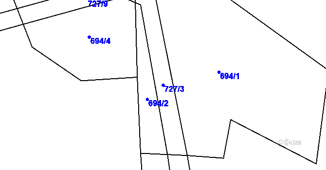 Parcela st. 727/3 v KÚ České Petrovice, Katastrální mapa
