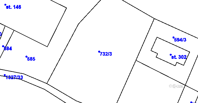 Parcela st. 732/3 v KÚ České Petrovice, Katastrální mapa