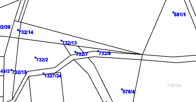 Parcela st. 732/8 v KÚ České Petrovice, Katastrální mapa