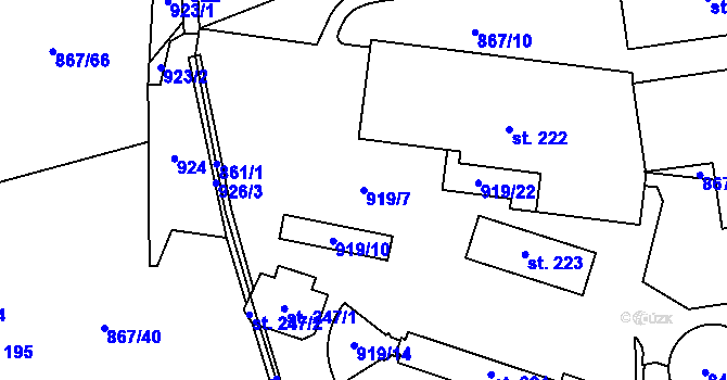 Parcela st. 919/7 v KÚ České Petrovice, Katastrální mapa