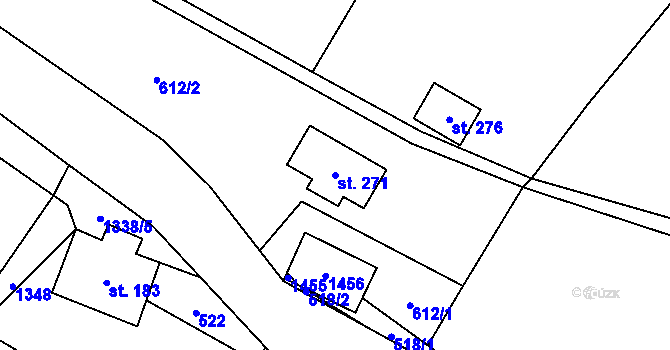 Parcela st. 271 v KÚ České Petrovice, Katastrální mapa