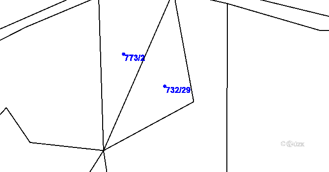 Parcela st. 732/29 v KÚ České Petrovice, Katastrální mapa