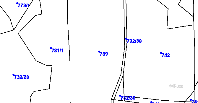 Parcela st. 739 v KÚ České Petrovice, Katastrální mapa