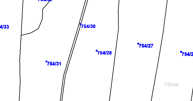 Parcela st. 754/28 v KÚ České Petrovice, Katastrální mapa
