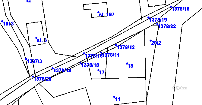 Parcela st. 1378/11 v KÚ České Petrovice, Katastrální mapa
