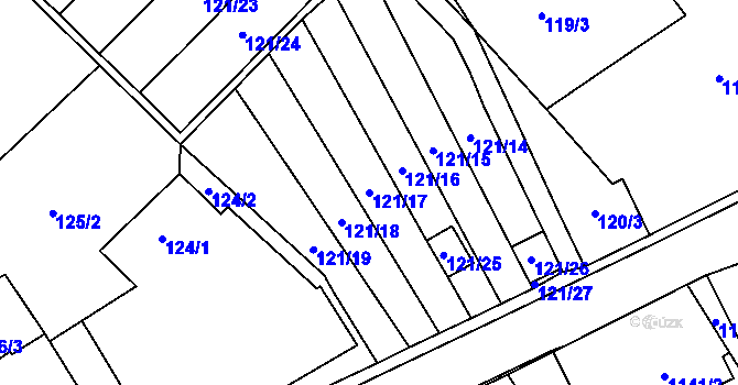 Parcela st. 121/17 v KÚ České Velenice, Katastrální mapa