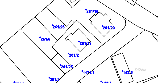 Parcela st. 261/18 v KÚ České Velenice, Katastrální mapa