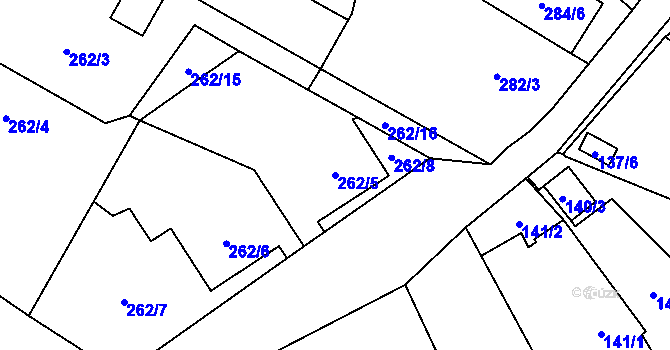 Parcela st. 262/5 v KÚ České Velenice, Katastrální mapa