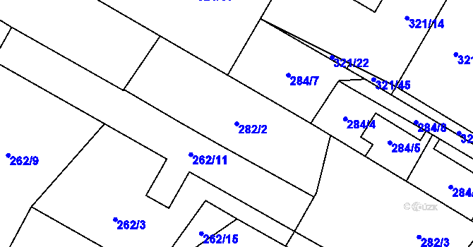 Parcela st. 282/2 v KÚ České Velenice, Katastrální mapa