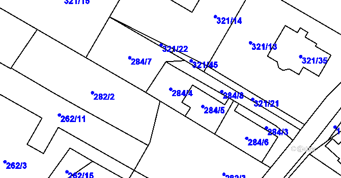 Parcela st. 284/4 v KÚ České Velenice, Katastrální mapa