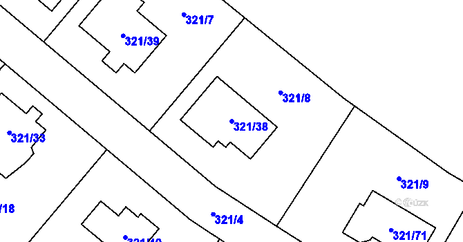 Parcela st. 321/38 v KÚ České Velenice, Katastrální mapa