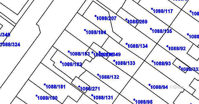 Parcela st. 1088/349 v KÚ České Velenice, Katastrální mapa